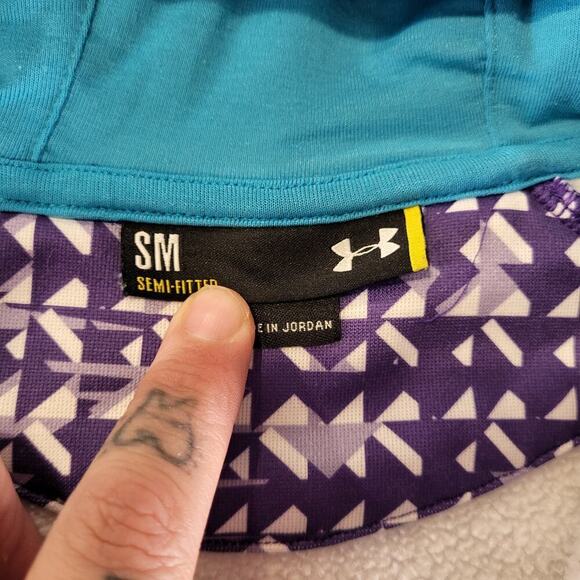 Under Armour Semi-fitted Purple Geometric Print Full Zip Hoodie Small - Picture 7 of 11